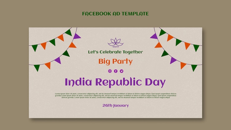 PSD भारत गणतंत्र दिवस facebook टेम्पलेट