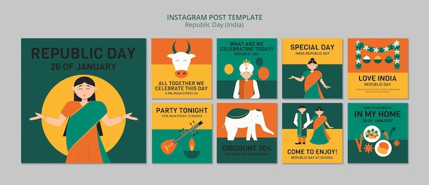 PSD post di instagram della festa della repubblica indiana