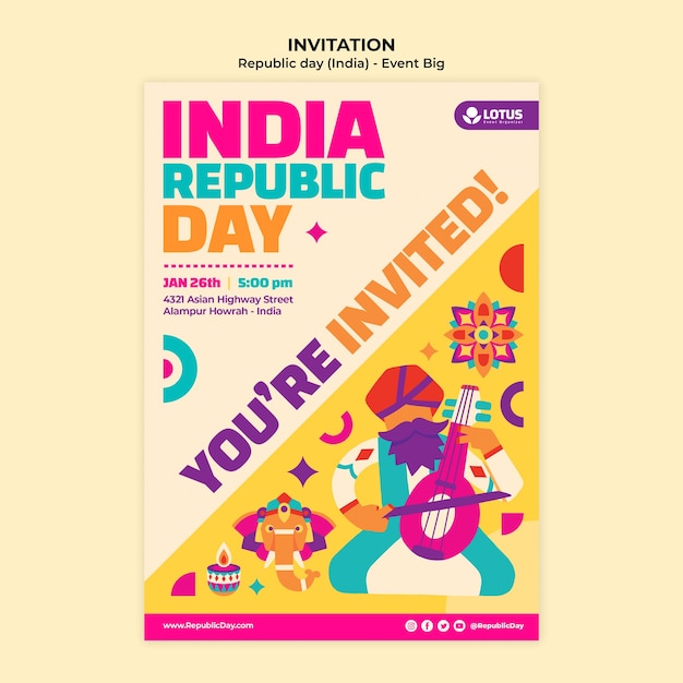 India republic day invitation template