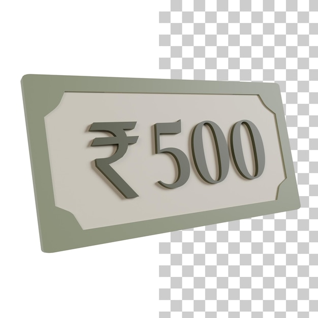 PSD indian 500 rupee green note 3d icon