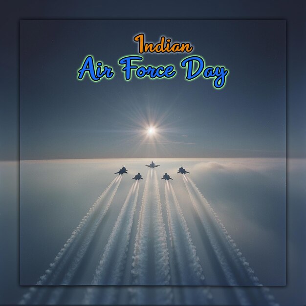 Indian air force day with helicopter air force day for social media post design