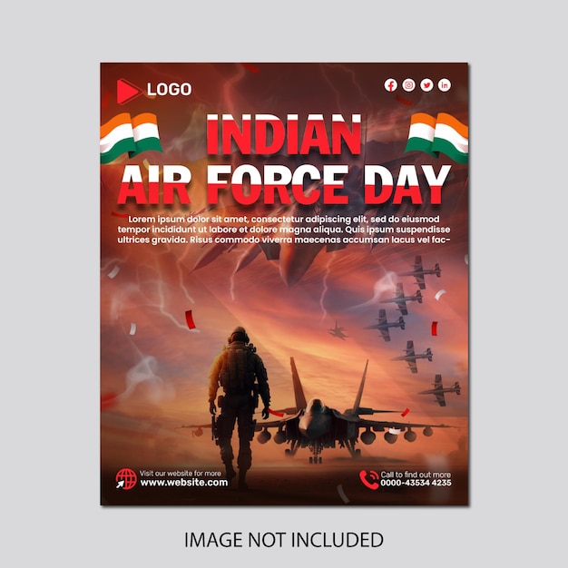 Indian air force day with social media post banner template luxury
