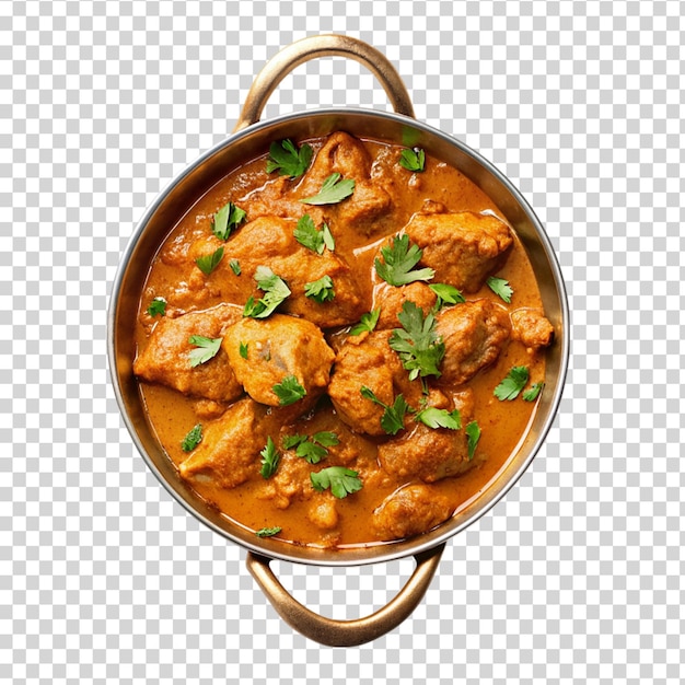 Indian butter chicken curry isolated on transparent background