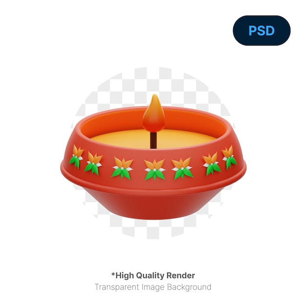 Indian candle 3d icon premium psd