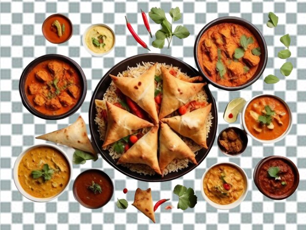 Indian cuisine isolated on transparent background