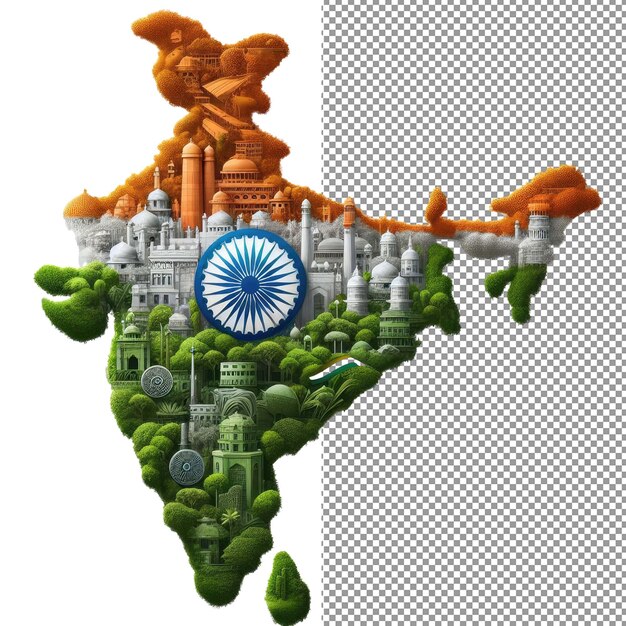 PSD indian elegance pngready isolation of a detailed map