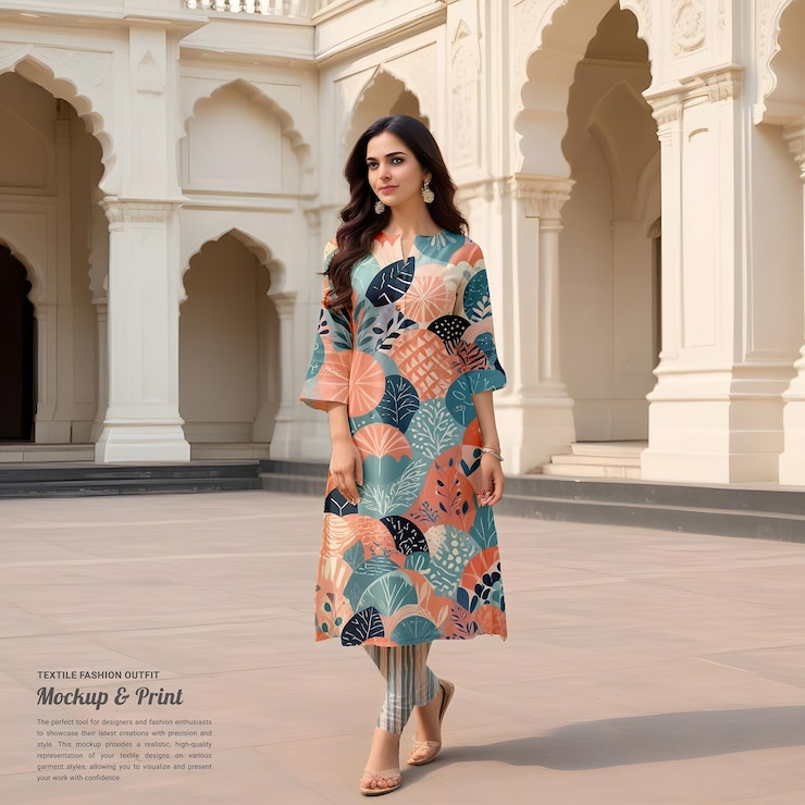 PSD indian fashion printed apparel mockup psd template