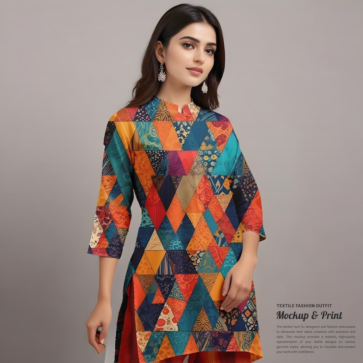 PSD indian fashion printed apparel mockup psd template