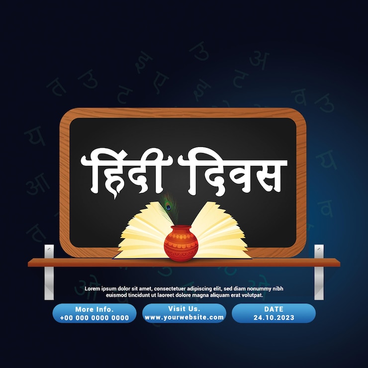 PSD indian festival hindi diwas calligraphy background