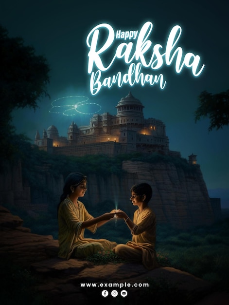 PSD simbolismo dell'illustrazione del festival indiano di raksha bandhan e rakhi design psd