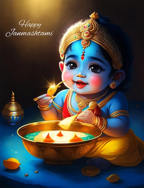 PSD festival indiano janmashtami sfondo la nascita di lord krishna