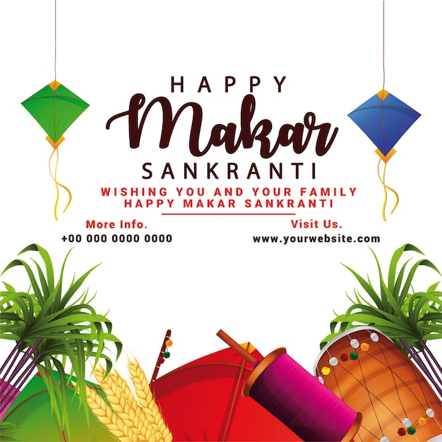 PSD indian festival makar sankranti greeting card