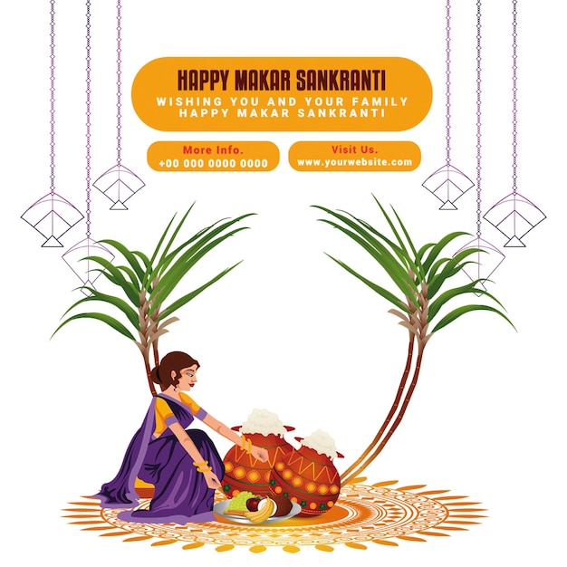 PSD indian festival makar sankranti greeting card