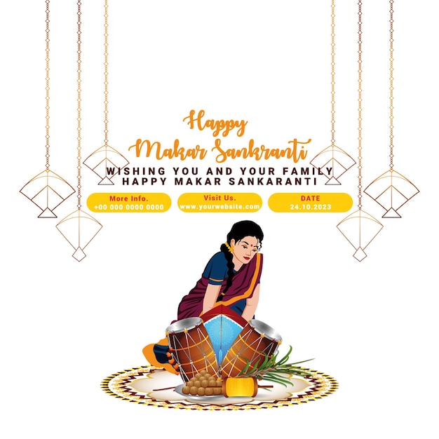 PSD indian festival makar sankranti greeting card