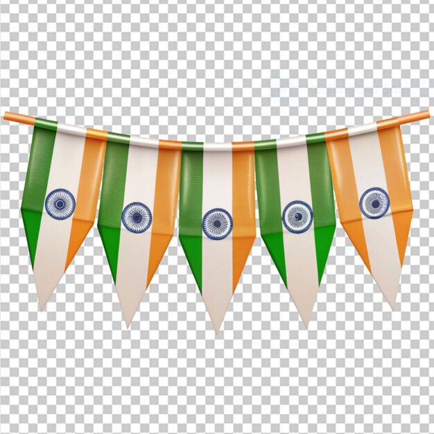 PSD indian flag bunting on transparent background