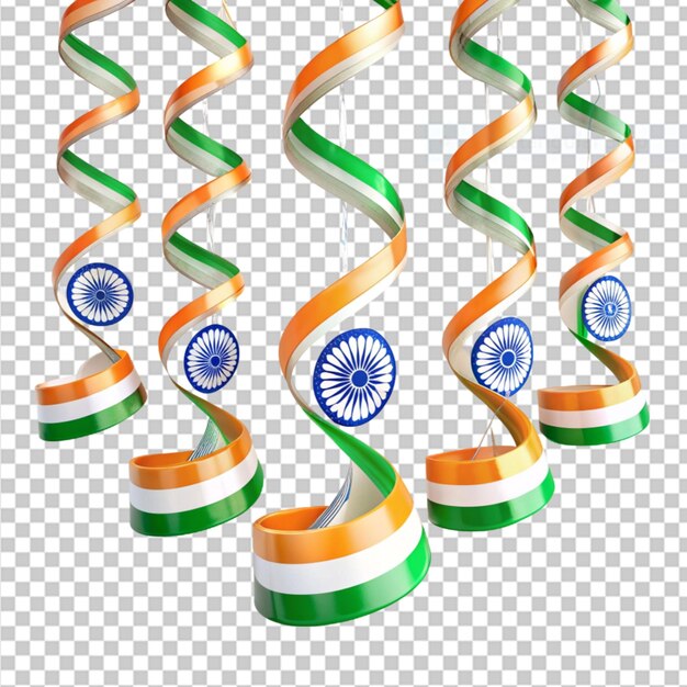 PSD indian flag party decorations on transparent background