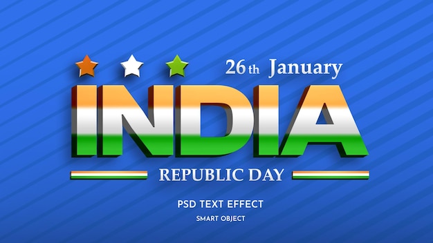 PSD indian flag tricolor text effect india republic day