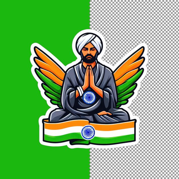 PSD indian flag waving sticker