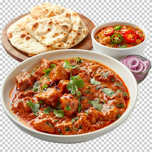 PSD インド料理 パニール・ロティ・ナン インド料理 透明な背景に分離されたインド・タリ・ライス