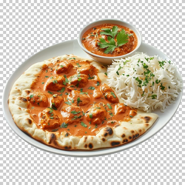 Indian food paneer roti nan indian cuisine indian thali rice isolated on transparent background