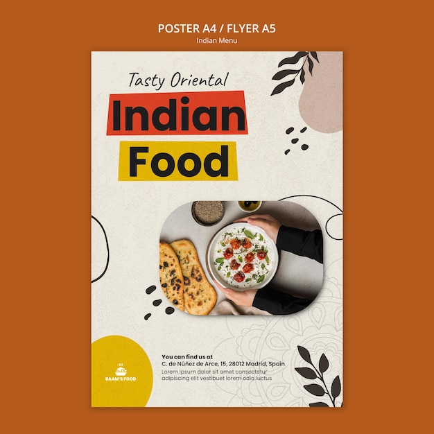 PSD Шаблон оформления плаката индийской кухни