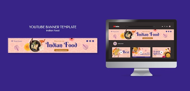 Indian food restaurant and business youtube banner template