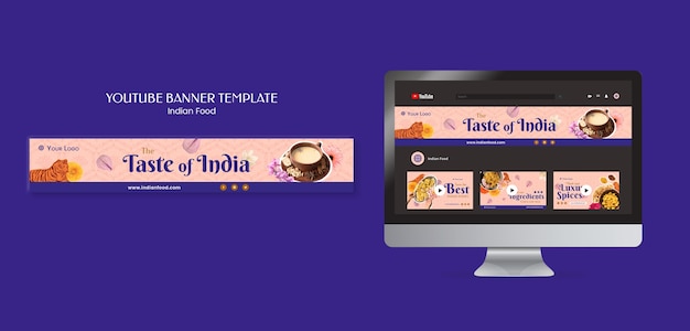 PSD indian food restaurant and business youtube banner template