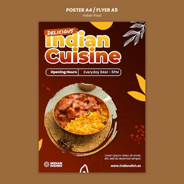 Indian food restaurant poster template