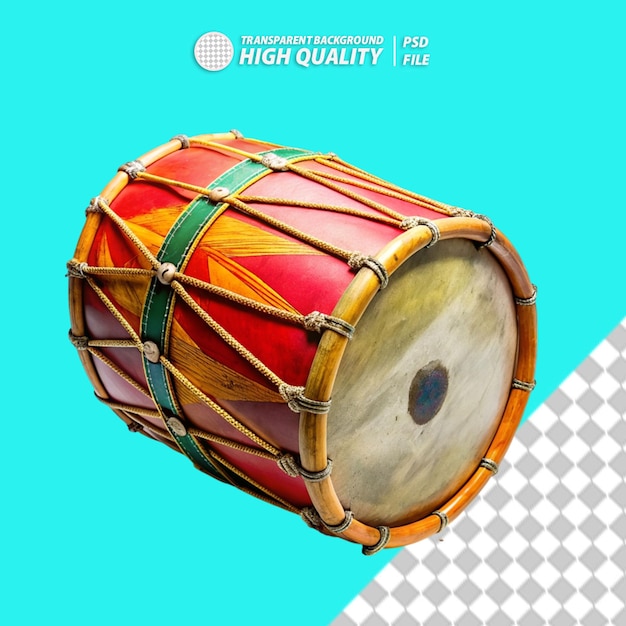 Holly drum indiano dhol su sfondo trasparente