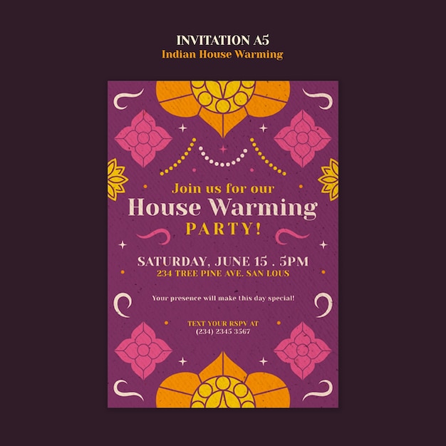 indian house warming template design