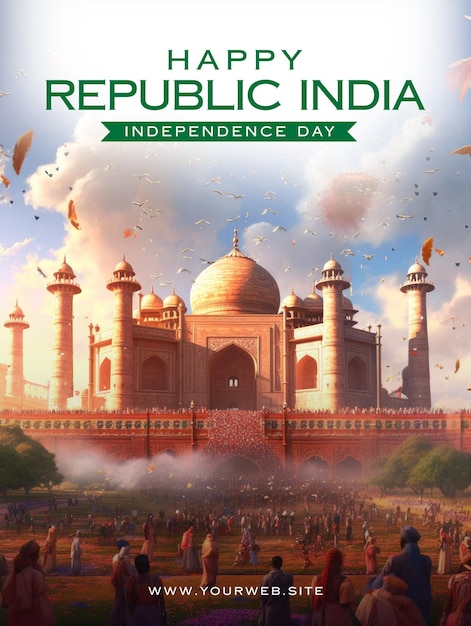 PSD poster di auguri per la festa dell'indipendenza indiana