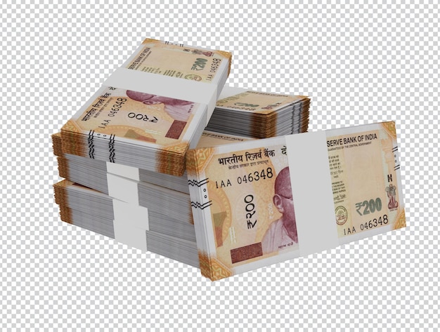 PSD インドのお金 - 通貨の束 (200 ルピー)