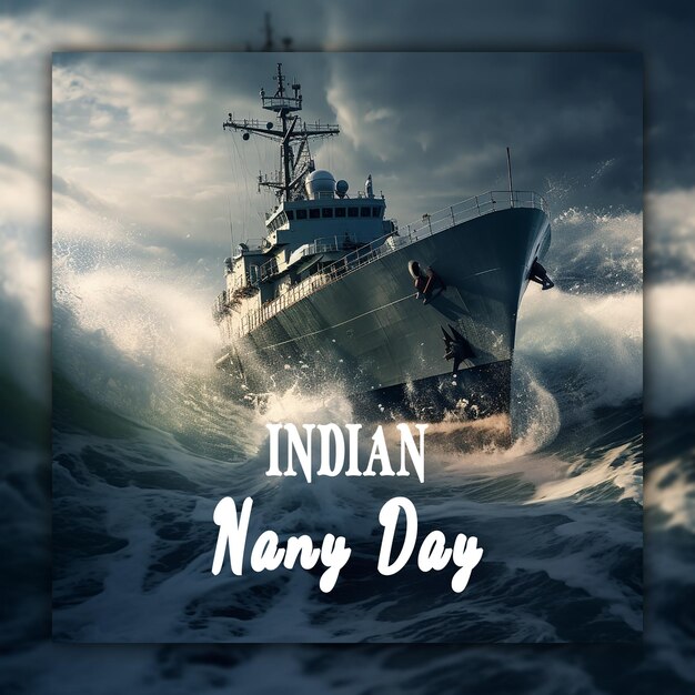 PSD indian navy day with indian flag