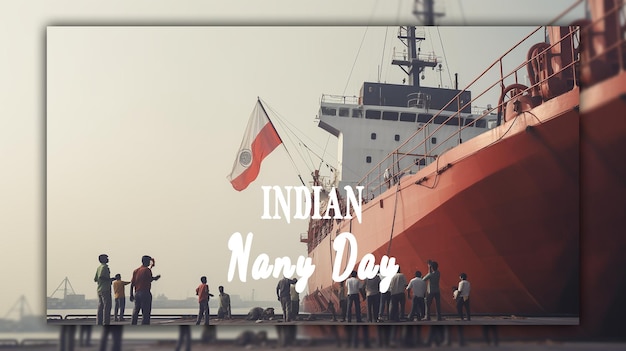 PSD indian navy day with indian flag