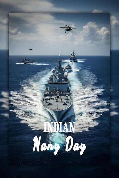 Indian navy day with indian flag