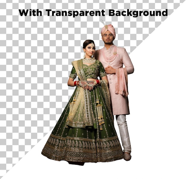 パキスタンの新郎と新婦は透明な背景に隔離されたPNGPSDです