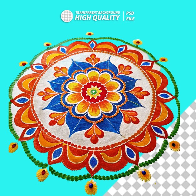 PSD indian rangoli on transparent background