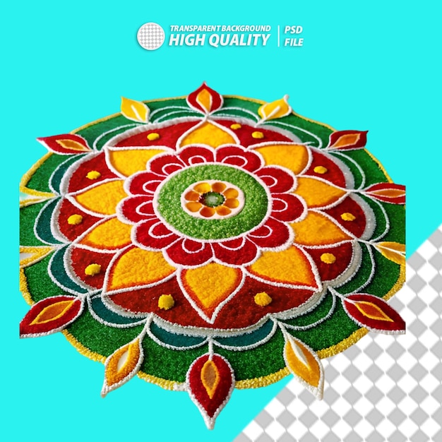 Indian rangoli on transparent background