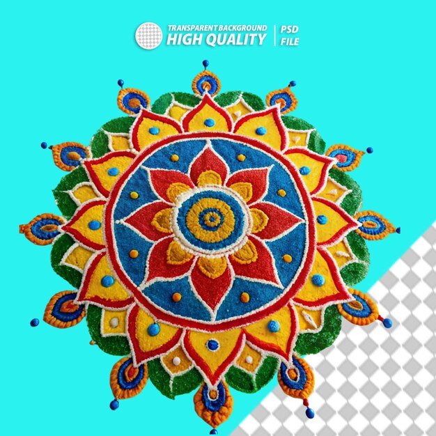 Indian rangoli on transparent background