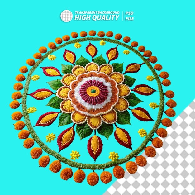 PSD indian rangoli on transparent background