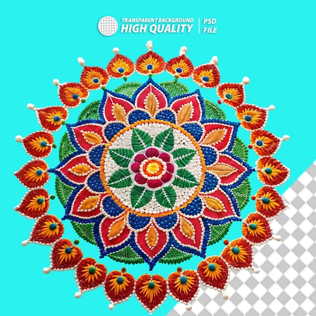 PSD indian rangoli on transparent background