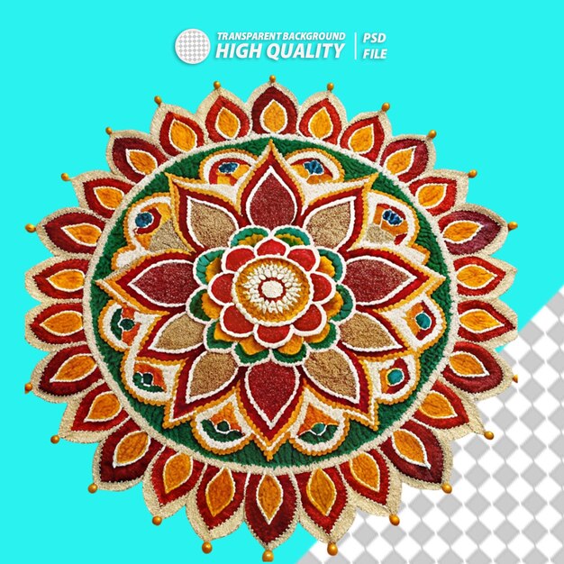 PSD indian rangoli on transparent background