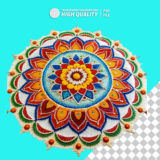 Indian rangoli on transparent background