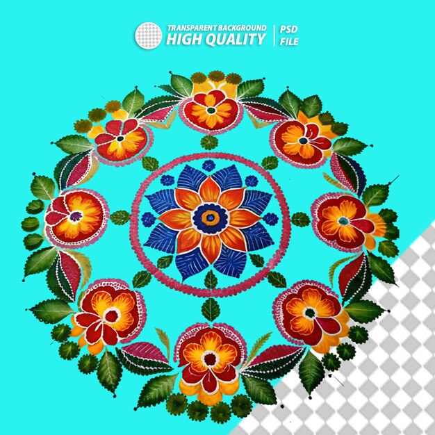 PSD indian rangoli on transparent background