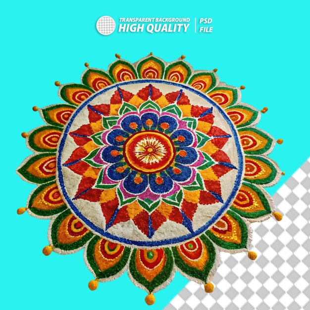 PSD indian rangoli on transparent background