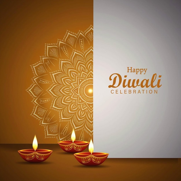 Indian religious festival happy diwali with decorative elegance wishing card