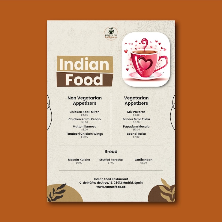 PSD indian restaurant menu