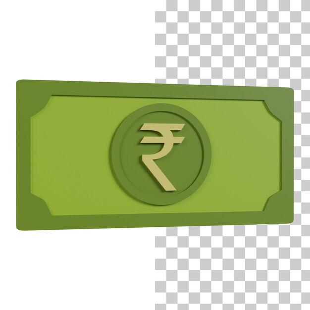 PSD indian rupee green note 3d icon