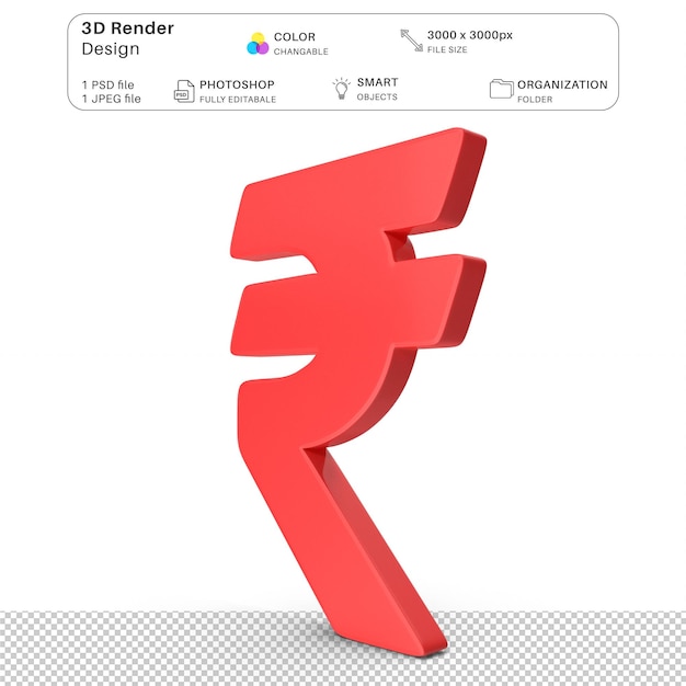 Indian rupee mockup 3d modeling psd file realistic indian rupe