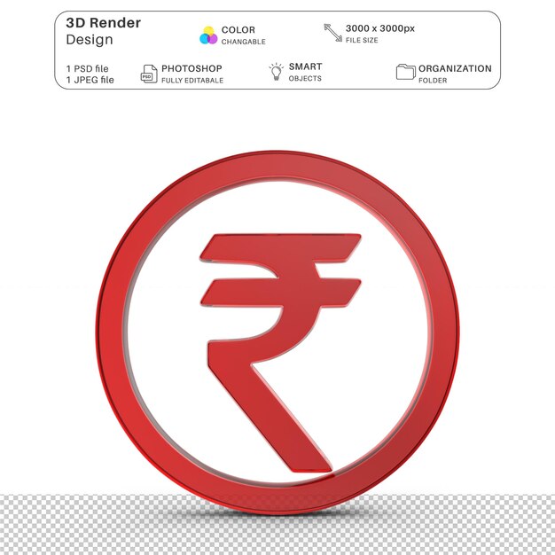 Indian rupee mockup 3d modeling psd file realistic indian rupee